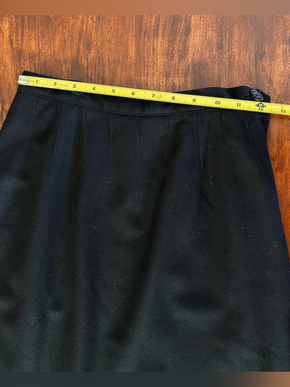 Vintage Wool Pencil Skirt Black Midi Small - Picture 7 of 8